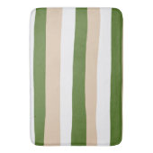 不均一ストライプな – 白、砂、およびパームグリーン バスマット (正面縦)