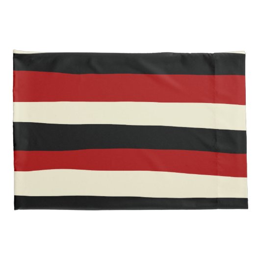 不均一ストライプな – 赤とクリーム 枕カバー (裏面-右)