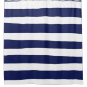 不均一ストライプな – 青と白 シャワーカーテン (正面)