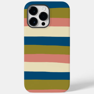 不均一ストライプな – 青、オリーブグリーン、ピンクとクリーム Case-Mate iPhone 14 PRO MAXケース
