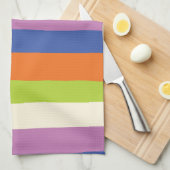 不均一ストライプな – 青、オレンジ、紫、緑、および キッチンタオル (四つ折り)