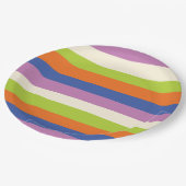 不均一ストライプな – 青、オレンジ、紫、緑、および ペーパープレート (アングル)