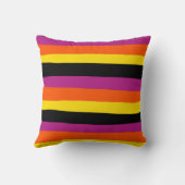 不均一ストライプな – 黒、ピンク、オレンジ、黄色 クッション (裏面)