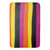 不均一ストライプな – 黒、ピンク、オレンジ、黄色 バスマット (正面縦)