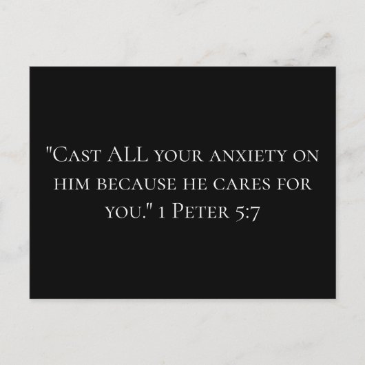不安と白黒に関する強力な聖書の引用文 ポストカード (正面)