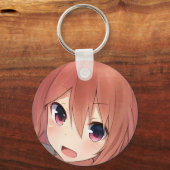 不安なアニメの女の子レッドヘッド琥珀の目子猫声 キーホルダー (裏面)