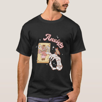 不安なスケルトン グルーヴィー メンタルヘルス ポジティブ モチベーショ Tシャツ