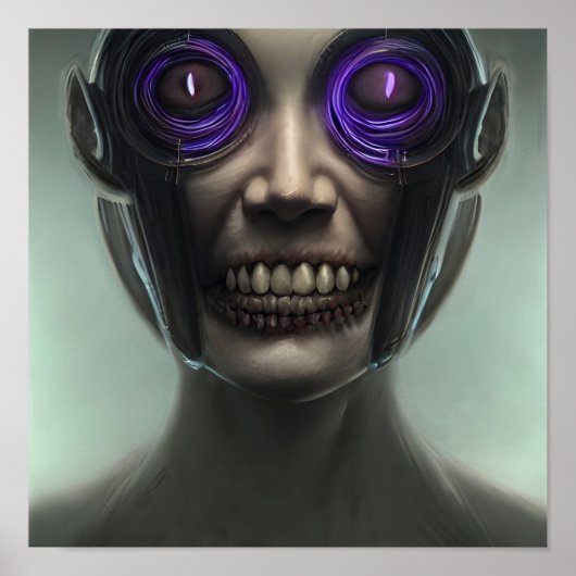 不安なスマイル2.1 - A.I.ポスター ポスター (正面)