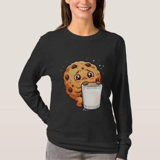 不安なチョコチップクッキーキャラが隠れている Tシャツ