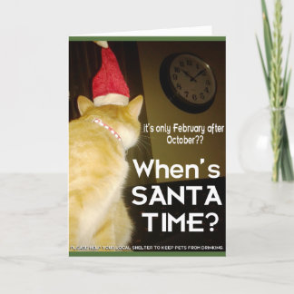 不安な猫のクリスマスカー飲ド シーズンカード