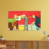 不安な瞬間、プールキューが頭を打つ キャンバスプリント (インサイチュ (リビング))