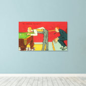 不安な瞬間、プールキューが頭を打つ キャンバスプリント (インサイチュ (ウッドフロア))