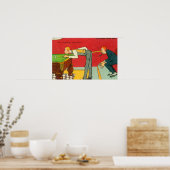 不安な瞬間、プールキューが頭を打つ ポスター (キッチン)