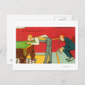 不安な瞬間、プールキューが頭を打つ ポストカード (正面/裏面)