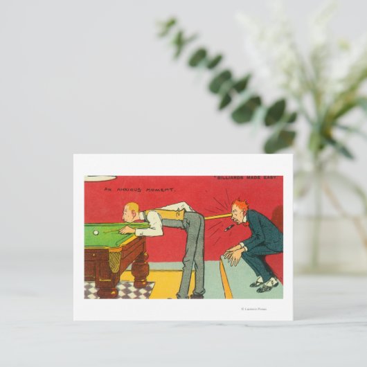 不安な瞬間、プールキューが頭を打つ ポストカード (スタンド正面)