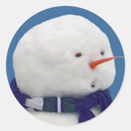 不安な雪だるまセルフィー ラウンドシール