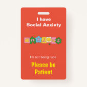 不安の不可視障害ラナードID バッジ (正面)