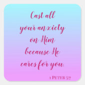 不安を乗り越えるための励ましの言葉 スクエアシール (正面)