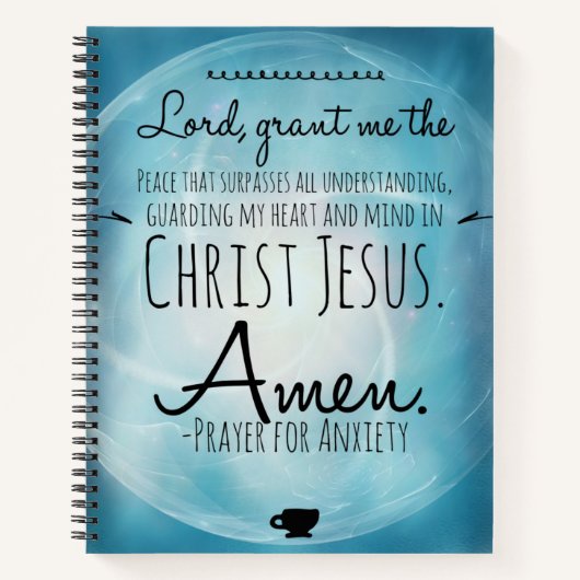 不安を感じる祈りの言葉付きスパイラル手帳 ノートブック (正面)
