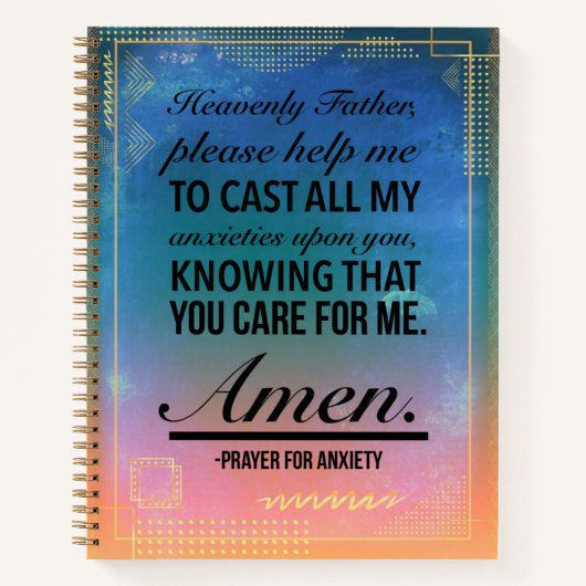 不安を感じる祈りの言葉付きスパイラル手帳 ノートブック (正面)