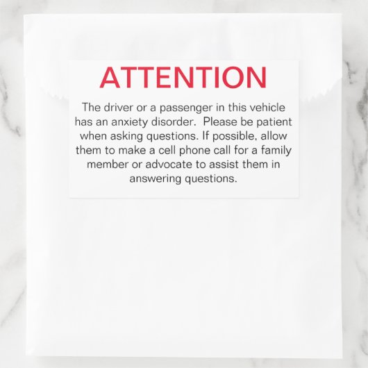 不安を警察に知らせる窓ステッカー 長方形シール (バッグ)