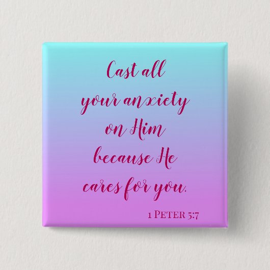 不安を青に染めグラデーション 缶バッジ (正面)