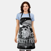 不安カエル 月夜のオーバーシンキング デザイン エプロン (着用した状態)