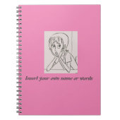 不安ストレス女性パーソナライズされたデザインピンク ノートブック (正面)