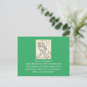 不安ストレス女性マンガ緑 ポストカード (スタンド正面)