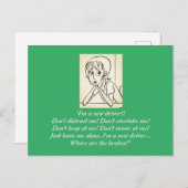 不安ストレス女性マンガ緑 ポストカード (正面/裏面)