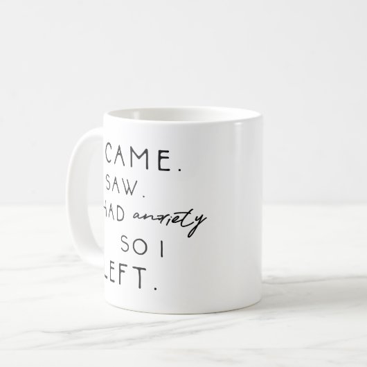 不安来を抱えているのを見て離れい コーヒーマグカップ (正面左)