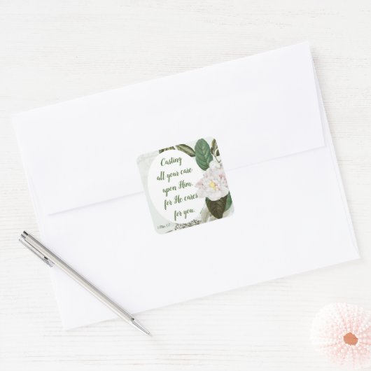 不安気に不安を投げ感動的る スクエアシール (封筒)