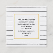 不完全なストライプの金黄色いAppleの先生の正方形 スクエア名刺 (裏面)