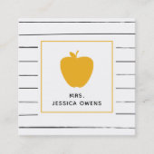 不完全なストライプの金黄色いAppleの先生の正方形 スクエア名刺 (正面)