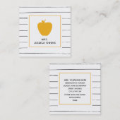 不完全なストライプの金黄色いAppleの先生の正方形 スクエア名刺 (正面/裏面)