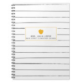 不完全なストライプの金Appleの先生のノート ノートブック (正面)