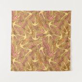 不完全なタツノオトシゴおよびいかりパターン タペストリー (正面(横))