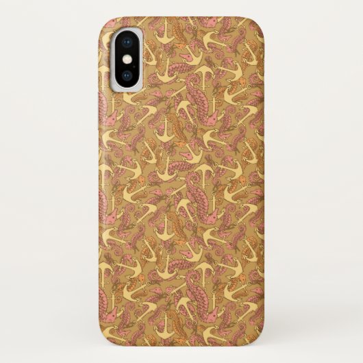 不完全なタツノオトシゴおよびいかりパターン Case-Mate iPhoneケース (裏面)