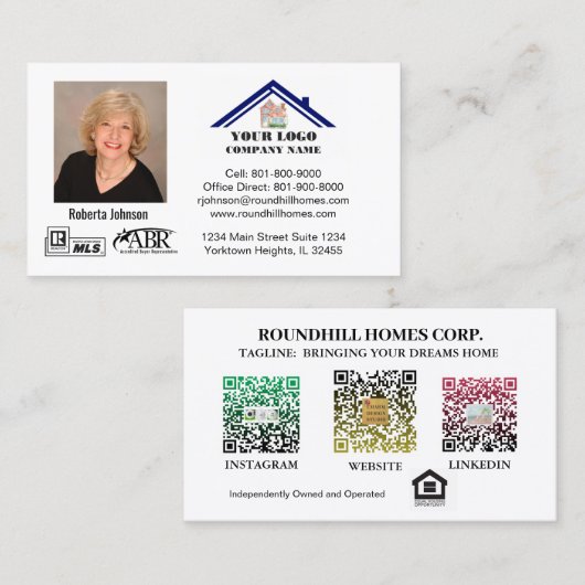 不実在動産プロフェッショナル写真ロゴQRコードの追加  名刺 (正面/裏面)