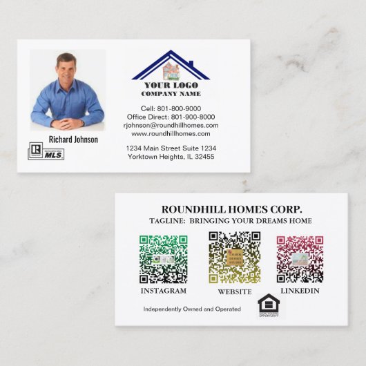 不実在動産プロフェッショナル写真ロゴQRコードの追加  名刺 (正面/裏面)