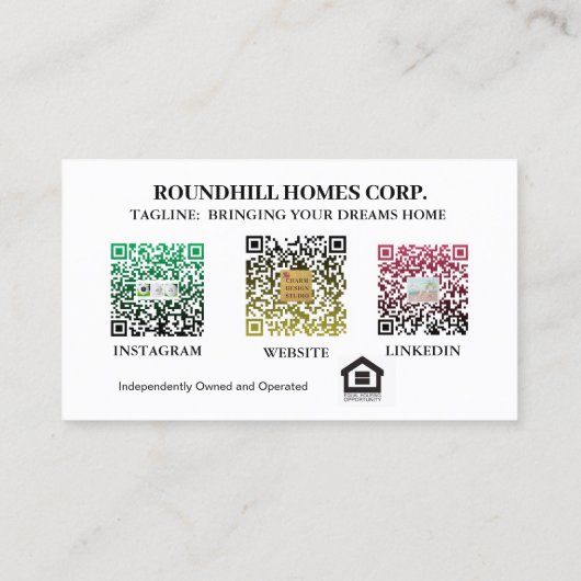 不実在動産プロフェッショナル写真ロゴQRコードの追加 名刺 (裏面)