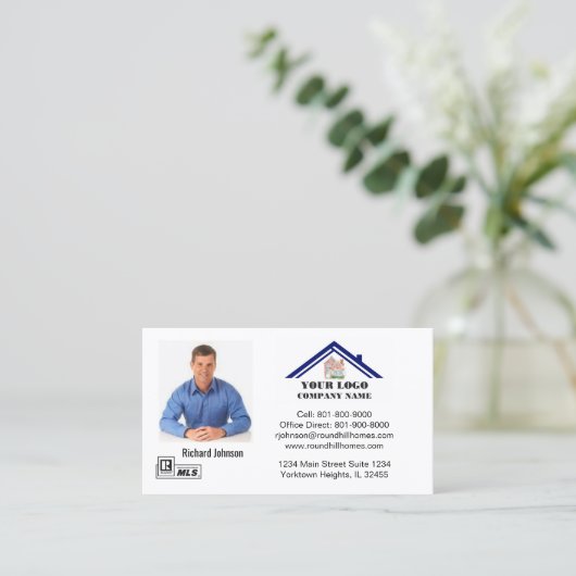 不実在動産プロフェッショナル写真ロゴQRコードの追加 名刺 (スタンド正面)