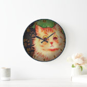 不審な猫子猫 ラージ壁時計 (ホーム)