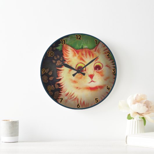 不審な猫子猫 ラージ壁時計 (ホーム)