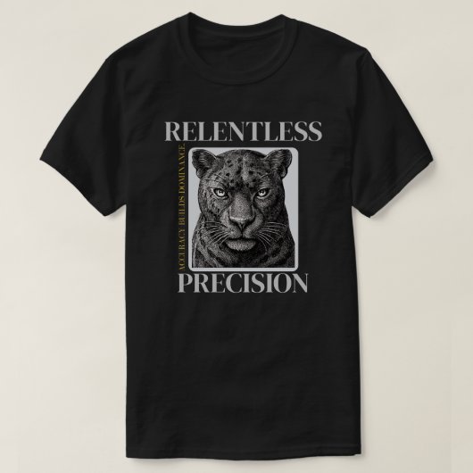 不屈の精密豹 - 豪華な規律 Tシャツ (デザイン正面)