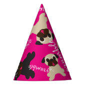 不平の不平の子鹿および黒いパグの誕生会 パーティーハット (正面)