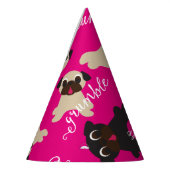 不平の不平の子鹿および黒いパグの誕生会 パーティーハット (左)