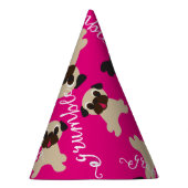 不平の不平の子鹿および黒いパグの誕生会 パーティーハット (右)