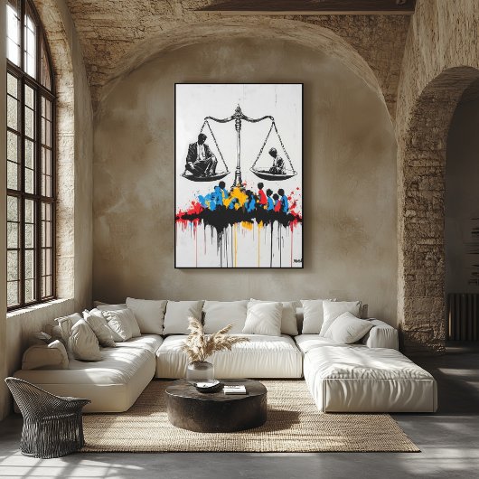 不平等はかりで測のグラフィティ – 都市の抗議アート ポスター