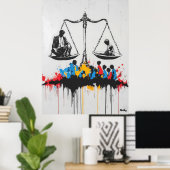 不平等はかりで測のグラフィティ – 都市の抗議アート ポスター (ホームオフィス)